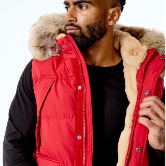 Jordan Craig Other - Jordan Craig Legacy Men's Yukon Fur Lined Hooded Puffer Vest in red 4XL